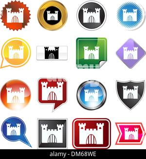 Castle Icon Set Stock Vector