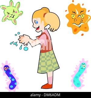 Girl Washing Hands Stock Vector