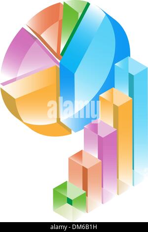 Pie charts icons. Set of 3D circular graphs. Render round diagram for ...