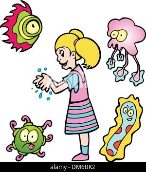 Girl Washing Hands Stock Vector