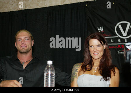 Jun 21, 2005; Las Vegas, NV, USA; LITA and EDGE at the WWE press conference at the Thomas and Mack Center in Las Vegas for the up coming 'Vengeance' Pay Per View on June 26, 2005. Mandatory Credit: Photo by Mary Ann Owen/ZUMA Press. (©) Copyright 2005 by Mary Ann Owen Stock Photo