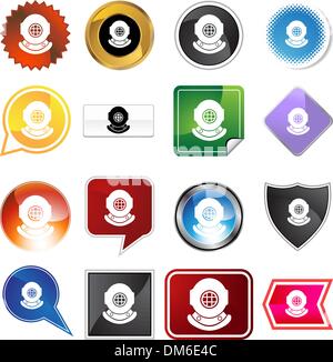 Diving Helmet Variety Set Stock Vector