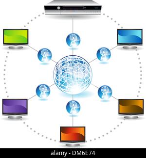 3D Image of DVR Connecting Networks Stock Vector