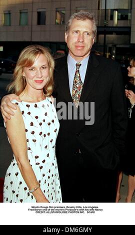 Moulin Rouge film premiere, Bevelry Hills, Los Angeles. .Fred Baron one of the movie's Producer's with his wife Nancy.CREDIT: / 5/16/01 Stock Photo