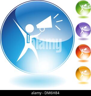 Megaphone Businessman Crystal Icon Stock Vector