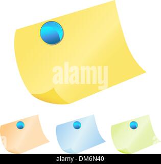 Post It Notes with Push Pin Stock Vector