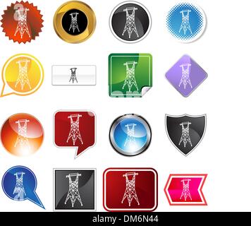 Power Line Icon Set Stock Vector