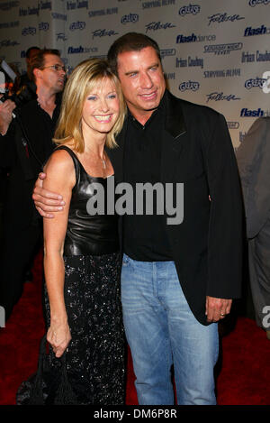 Sept. 24, 2002 - Los Angeles, CALIFORNIA - THE MOVIES THAT DEFINED THEIR GENERATION.GREASE, SATURDAY NIGHT FEVER AND.STAYING ALIVE DVD RELEASE PARTY.ON THE PARAMOUNT STUDIOS BACK LOT IN LOS ANGELES, CA.OLIVIA NEWTON-JOHN AND JOHN TRAVOLTA. FITZROY BARRETT /    9-24-2002              K26327FB         (D)(Credit Image: © Globe Photos/ZUMAPRESS.com) Stock Photo