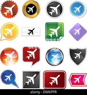White airplane icon set on a white background in profile and from the ...