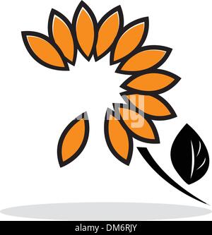 Orange abstract sunflower Stock Vector