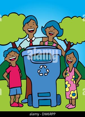 Family Recycling Stock Vector