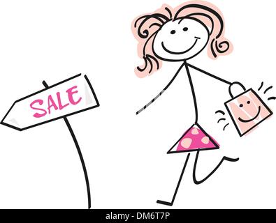 Doodle sale girl Stock Vector