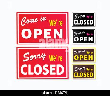 Open and Closed store signs Stock Vector