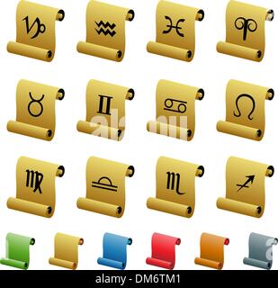 Zodiac Horoscope Icons - Scroll Stock Vector