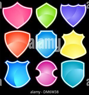 Set of 9 Shields Stock Vector