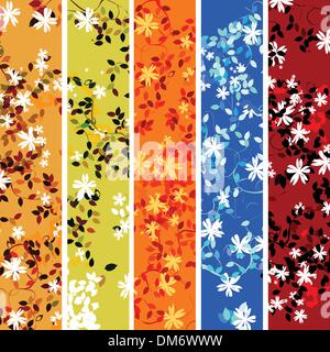 Five floral banners Stock Vector