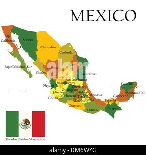 Mercator map of Mexico and flag Stock Vector