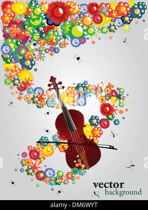 Floral design with violin Stock Vector