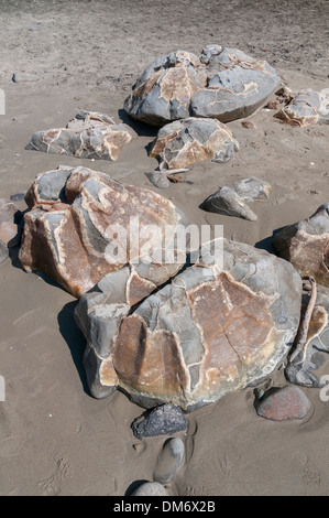 Moeraki Boulders or Kaihinaki, Hampden, East Otago, South Island, New Zealand. Stock Photo