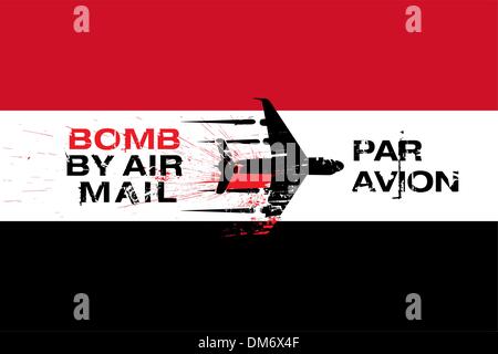 Yemen flag and Bomb by air mail Stock Vector