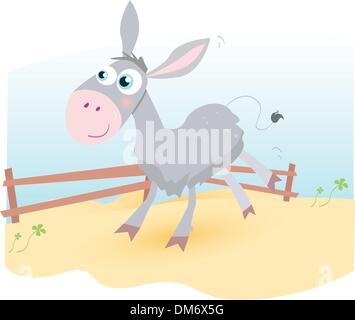 Donkey on farm Stock Vector