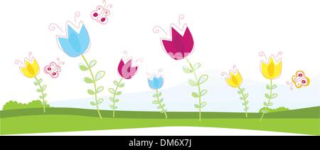 Beautiful vector illustration with tulips flowers Stock Vector Image ...