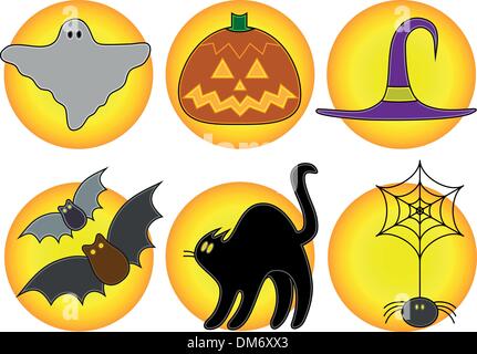 Cute Halloween icons Stock Vector
