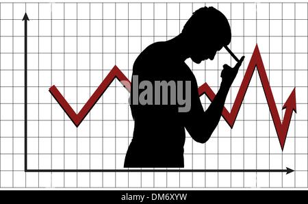 Man pondering the behavior of market Stock Vector