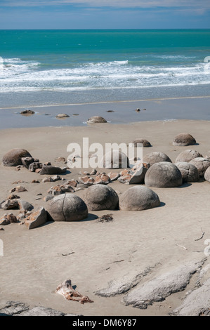 Moeraki Boulders or Kaihinaki, Hampden, East Otago, South Island, New Zealand. Stock Photo