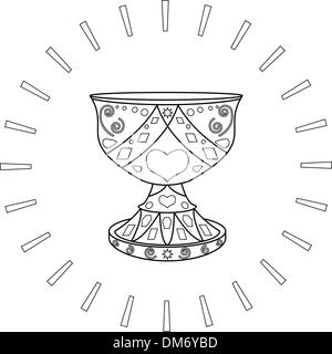 Holy Grail and the sun, contours Stock Vector