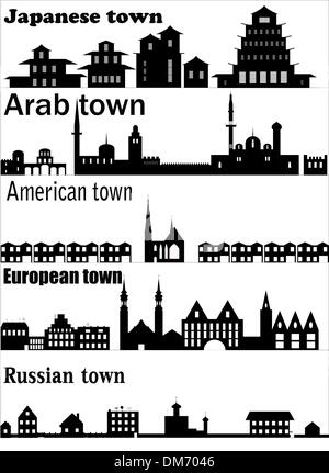 Small Town Skyline Silhouette. Vector Illustration Stock Vector Image ...