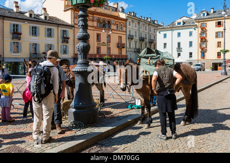 Italy, Valle d'aosta, Aoste, Emile Chanoux Square Stock Photo