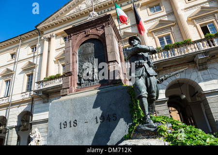Italy, Val d'Aoste, Aoste, Emile Chanoux Square and City Hall Stock Photo