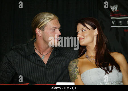 Jun 21, 2005; Las Vegas, NV, USA; LITA and EDGE at the WWE press conference at the Thomas and Mack Center in Las Vegas for the up coming 'Vengeance' Pay Per View on June 26, 2005. Mandatory Credit: Photo by Mary Ann Owen/ZUMA Press. (©) Copyright 2005 by Mary Ann Owen Stock Photo