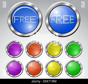 Green glass buttons with chrome frame Stock Vector Image & Art - Alamy