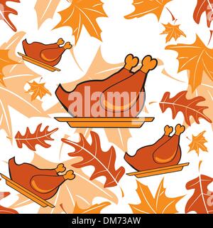 Autumnal seamless pattern with turkeys Stock Vector