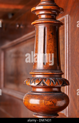 Carved wooden decoration of an old German piano Stock Photo