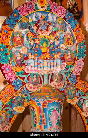 Bhutan, Bumthang Valley, ornate colourful temple altar decoration made from butter Stock Photo