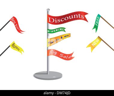 Flags with commercial signs. Stock Vector