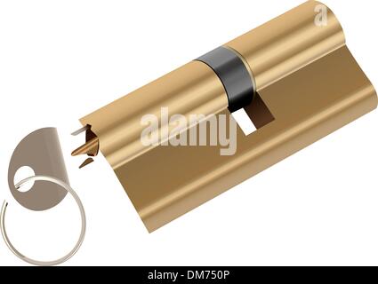 vector realistic lock and key on white background Stock Vector Image ...