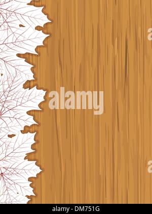 Fall coloured leaves & wooden background. EPS 8 Stock Vector