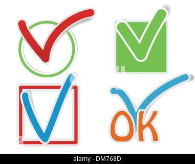 Check mark stickers Stock Vector