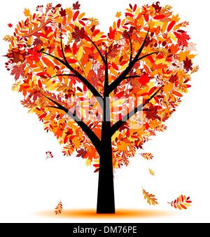 Illustration of an old tree with a heart shape as love symbol, Love ...