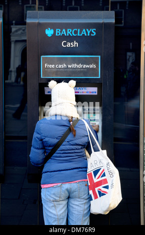 London, England, UK. Barclays cash machine / ATM offering free cash withdrawals Stock Photo