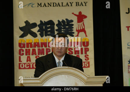 Oct 06, 2005; Las Vegas, NV, USA; TOSHIMITSU KITANOUMI the chairman of the JAPAN SUMO Association speaks at the Sumo press conference The Japan Sumo Association, the supreme governing body of the sport, brought Grand Sumo to Vegas for the first time in the sports history for a three day Grand Sumo Tournament at the MANDALAY BAY Resort and Casino. Mandatory Credit: Photo by Mary Ann Stock Photo
