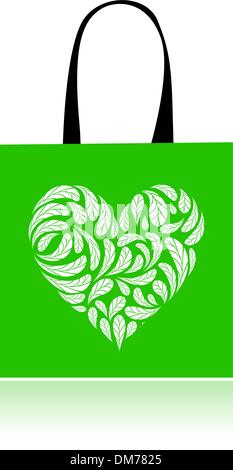 Shopping bag design, floral heart shape Stock Vector