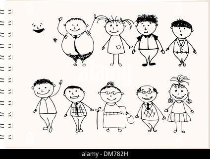 Family Of 5 Sketch Cliparts, Stock Vector and Royalty Free Family Of 5  Sketch Illustrations