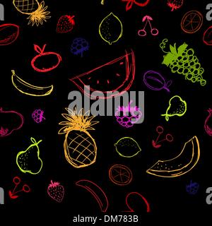 Fruits and berries sketch, seamless background for your design Stock Vector