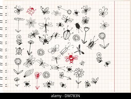 Insect sketch collection for your design Stock Vector