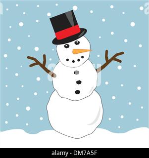 Christmas Snowman wearing a Hat and red scarf Stock Vector Image & Art ...